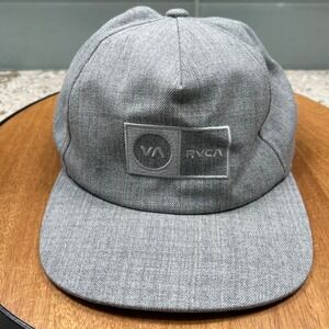 RVCA Mens Gray Mid Fit Adjustable Snapback Hat‎ Cap Casual Streetwear